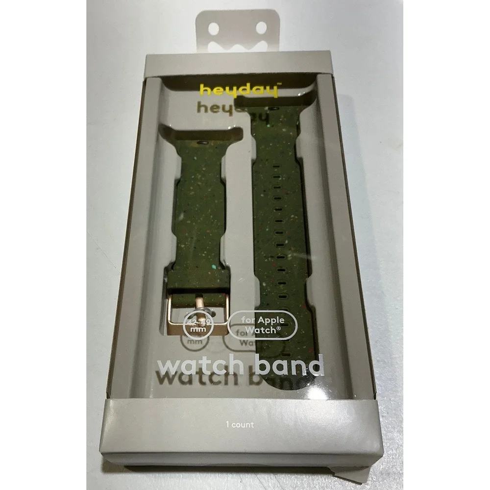 Heyday Apple Watch Band 42 44 45 49mm Olive Speckle Silicone New